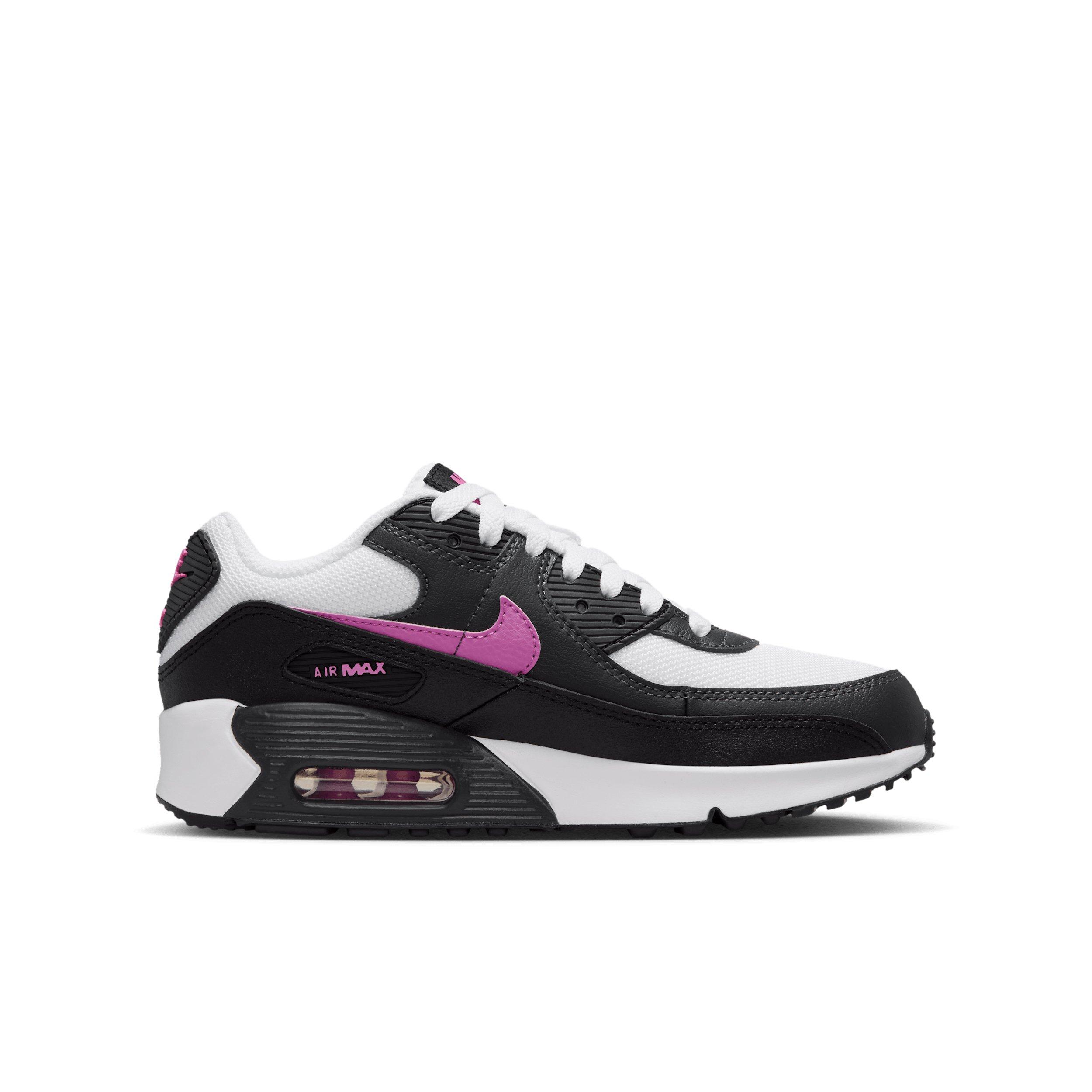 Nike Air Max 90 Mesh "White/Black/Anthracite/Playful Pink" Grade School Girls' Shoe - WHITE/BLACK/ANTHRACITE/PINK